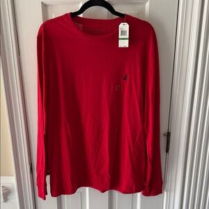Nautica Men's Vibrant Red Long Sleeve Tee